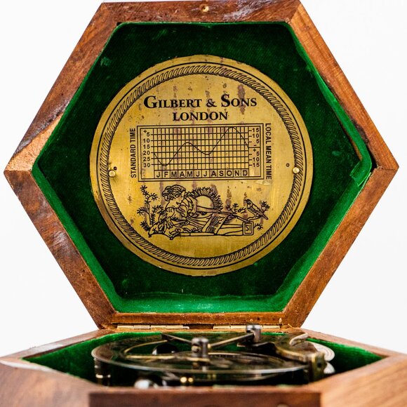 Magnetic Brass Gilbert Compass with Wood Box 3 Inch Heavy Duty for Navigational - Picture 8 of 17